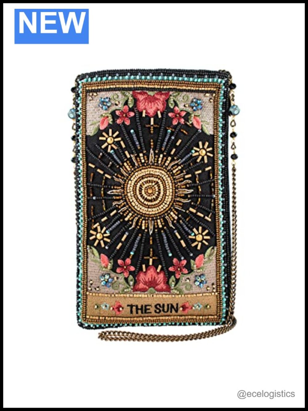 Handcrafted Beaded Crossbody Bag with Rhinestones and Tassel, Floral Evening